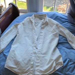 Tuxedo park white satiny dress shirt made for men.